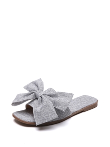 Oversized Bow Flat Slippers