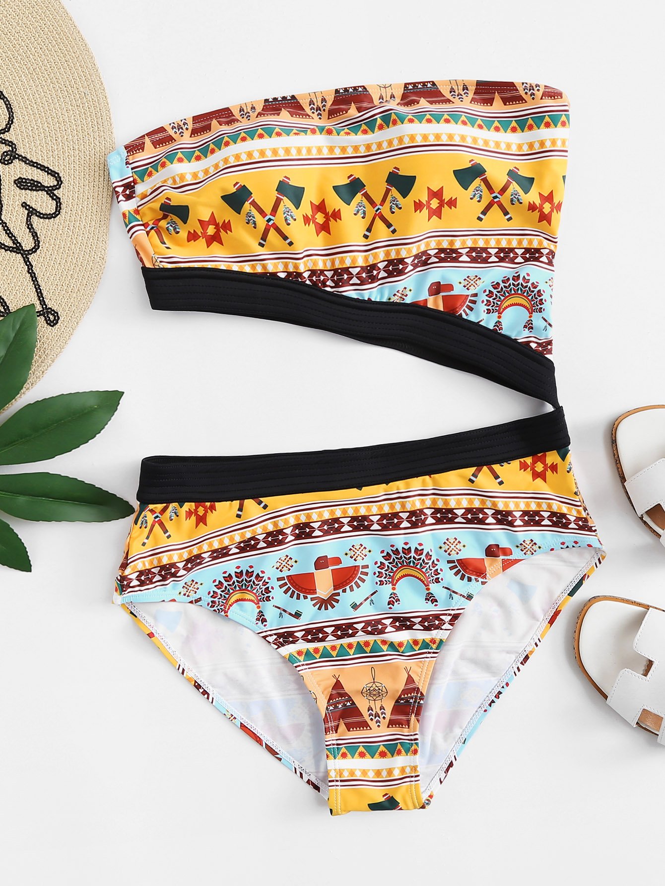 цены Plus Cut-Out Bandeau Swimsuit