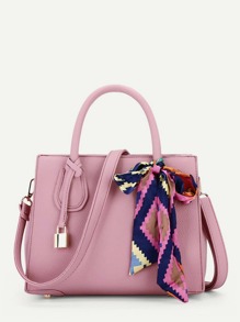 PU Shoulder Bag With Skinny Scarf 