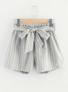 Knot Front Striped Shorts