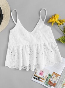 Embroidery Hollow Out Cami Top