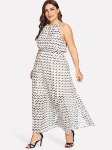 Random Print Halter Dress