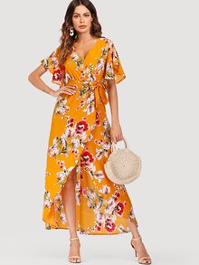 Tie Waist Floral Print Dress