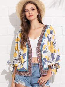 Fruit Print Single Breasted Kimono