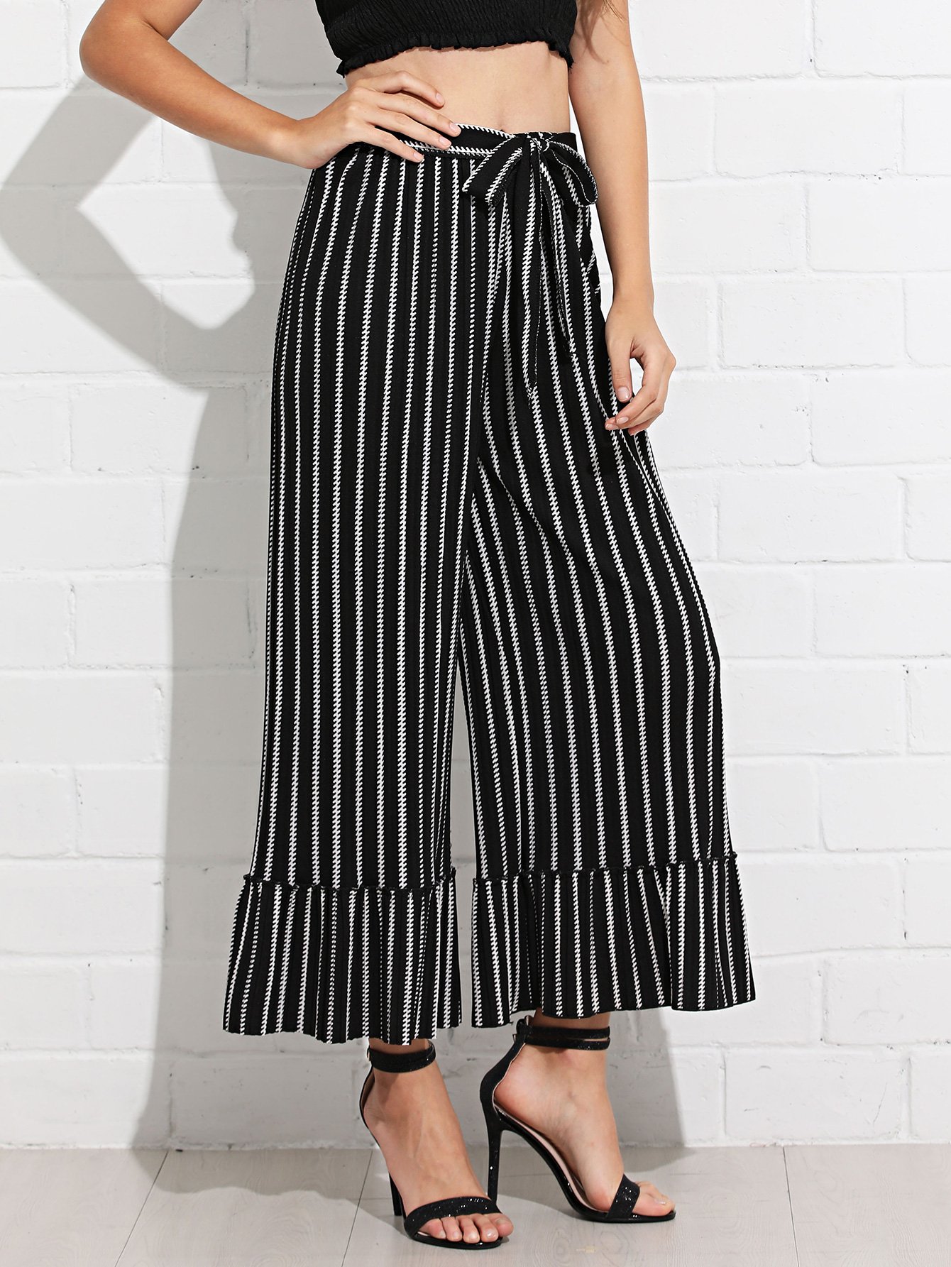 Узкие передние полосатые широкие штаны для ног