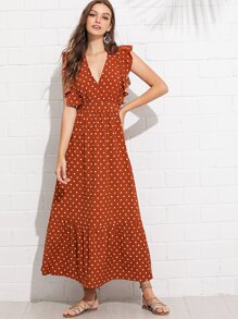 Ruffle Trim Polka Dot Dress