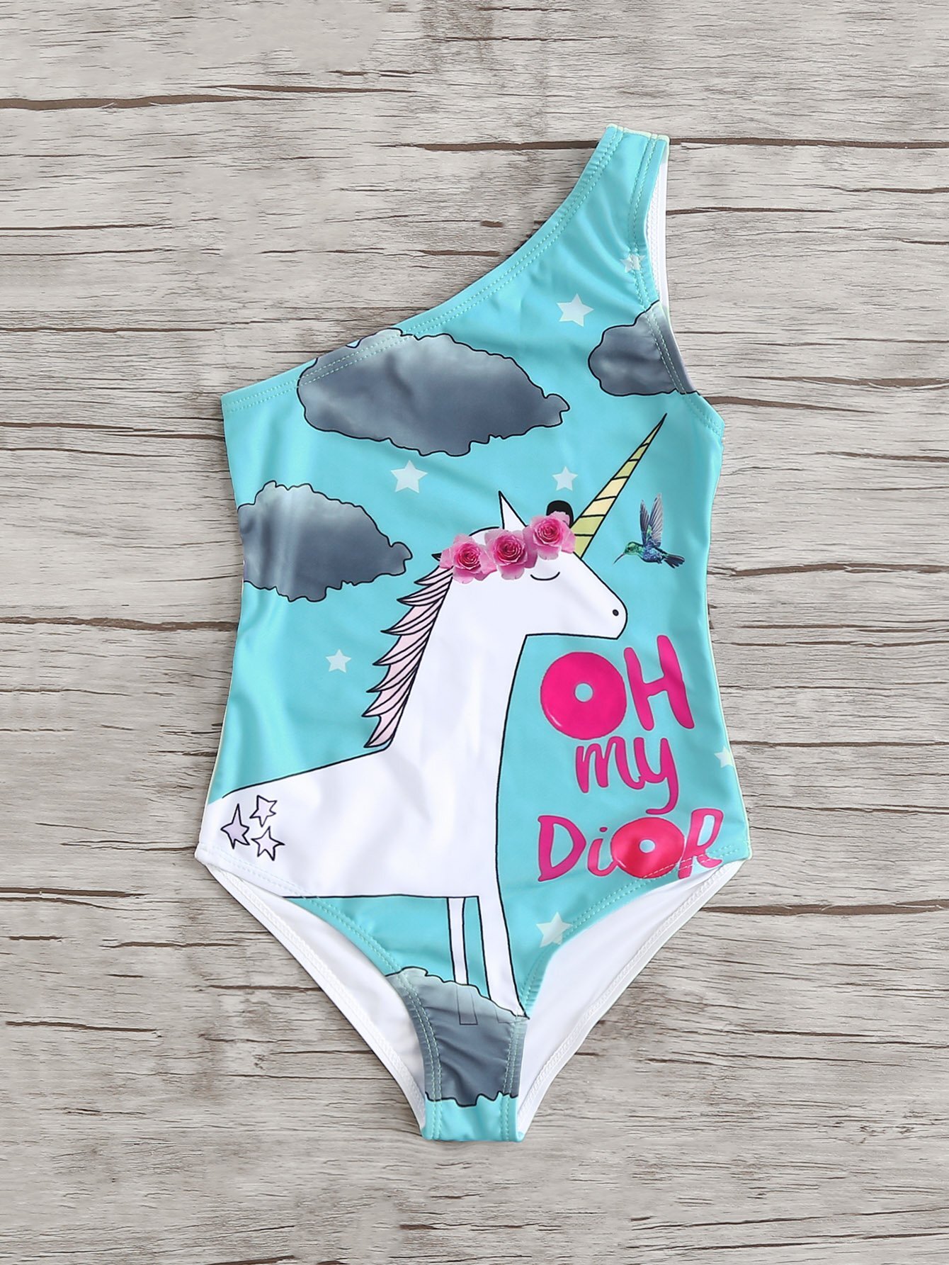 Купальник с одним плечом и принтом зверюшки для детей