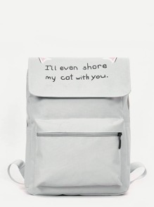 Letter Print Front Pocket Backpack