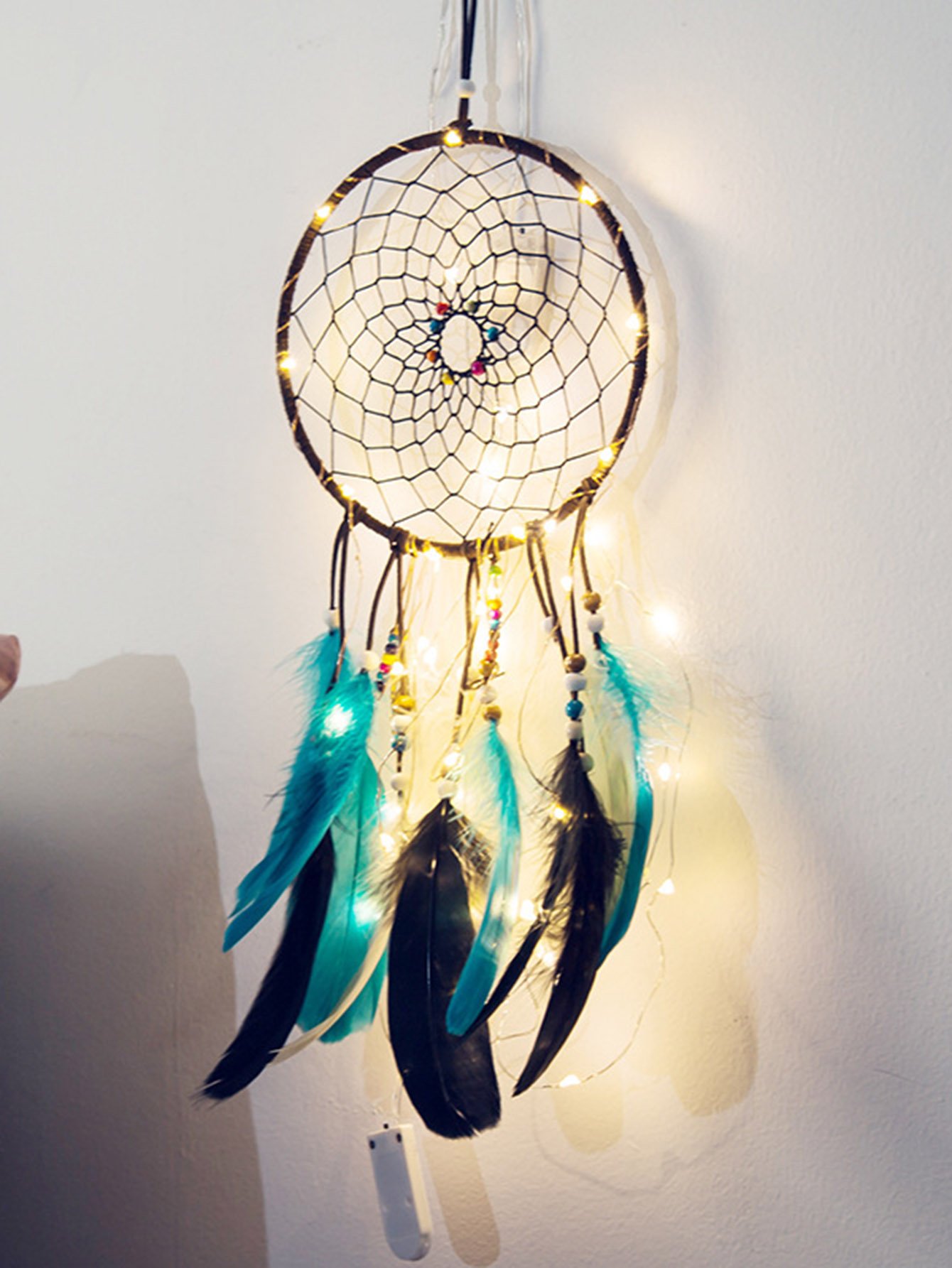 Colorblock Feather Dreamcatcher Light pastel chandelier beaded feather mobile dreamcatcher