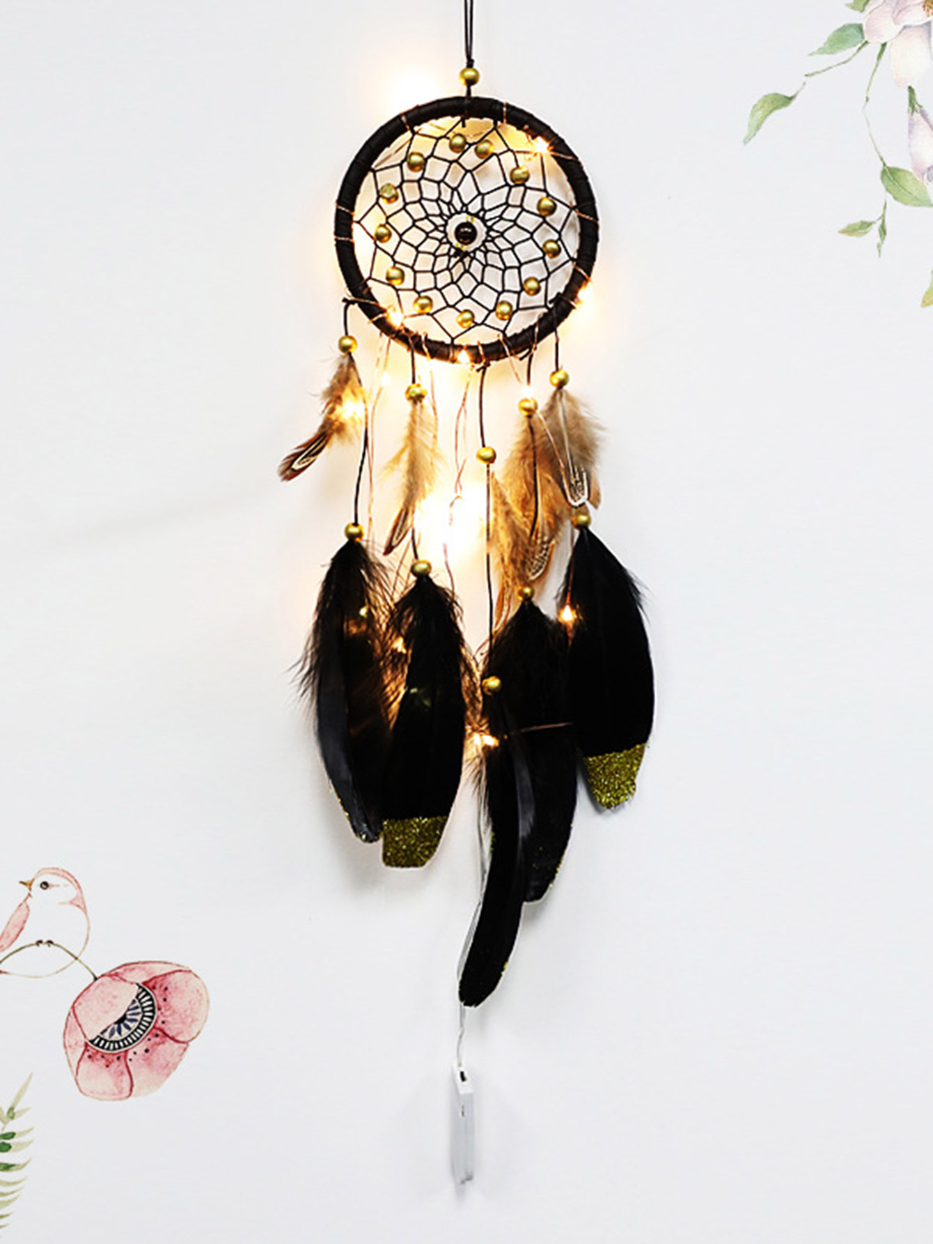 Two Tone Feather Dreamcatcher Light pastel chandelier beaded feather mobile dreamcatcher