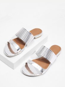 Metallic Flat PU Sandals