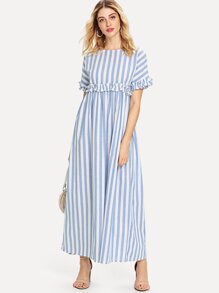 Ruffle Contrast Stripe Longline Dress