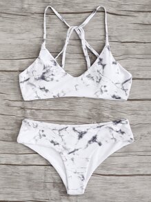 Marble Print Bikini Set