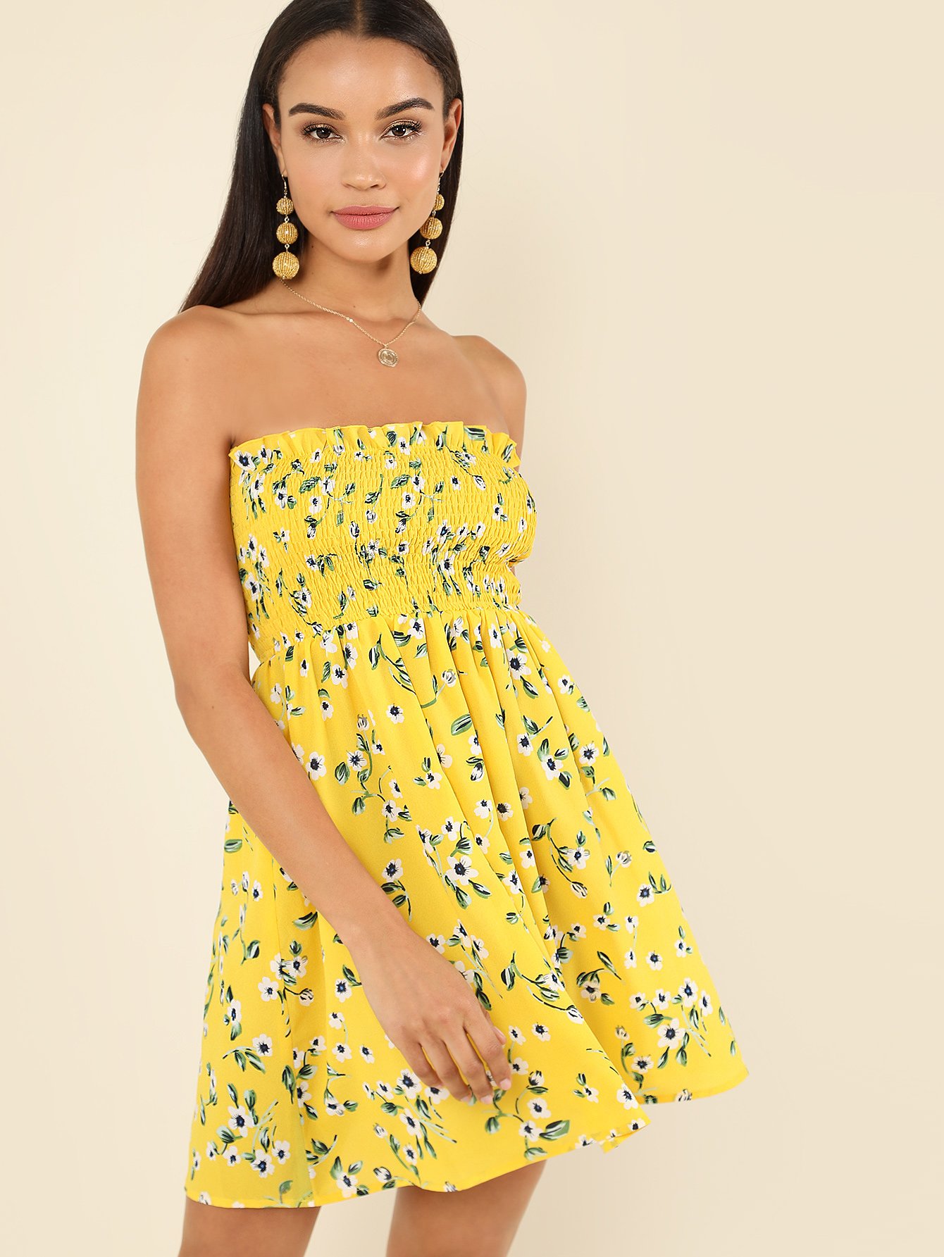 Платье с принтом цветы