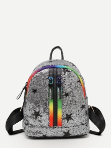 Sequins Decor Zip Backpack