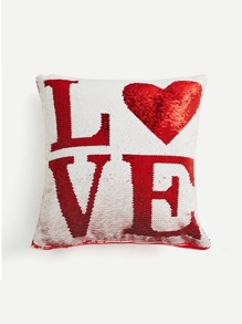 Sequin Letter Pattern Pillow Case Cover