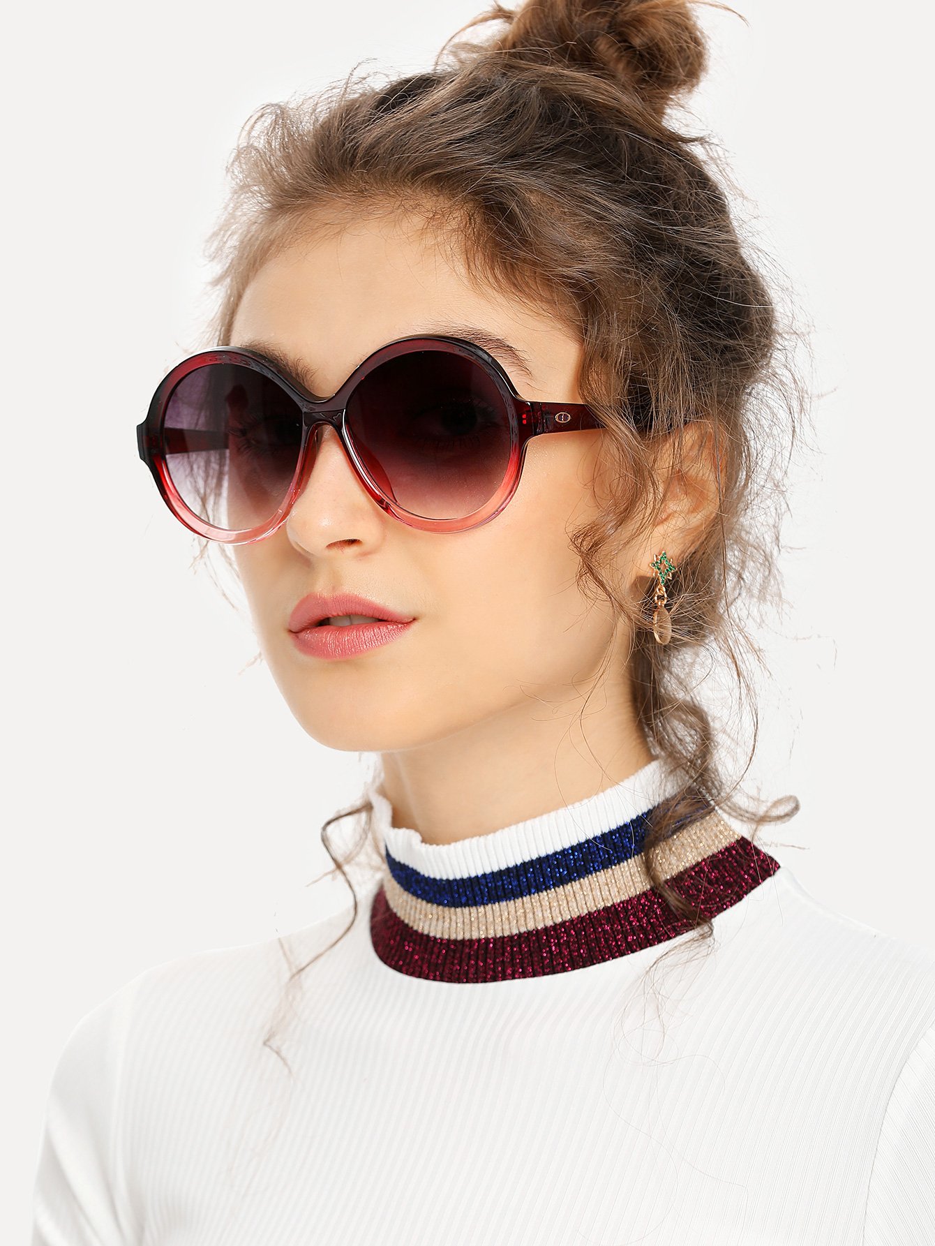Two Tone Frame Round Lens Sunglasses round lens sunglasses