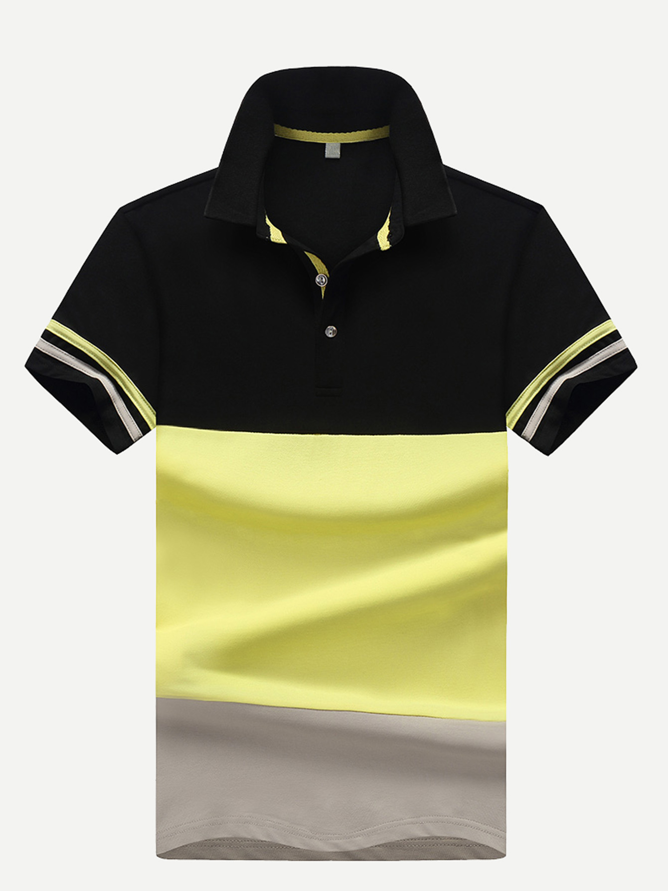 Men Contrast Panel Varsity Striped Polo Shirt