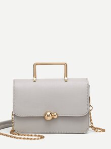 Stitch Trim Chain Bag With Metal Handle