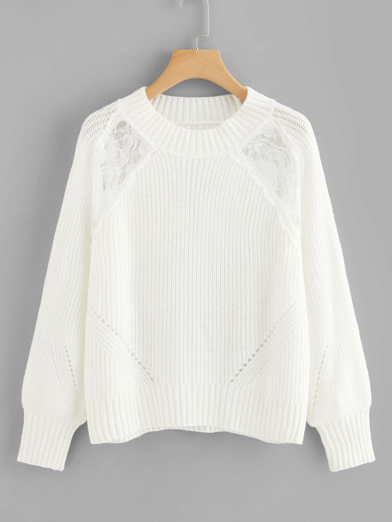 Фонарь втулки Цветочный кружевной вставной свитер