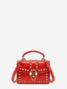 Studded Decorated PU Crossbody Bag