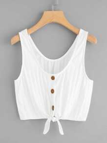 Single Breasted Knot Hem Top