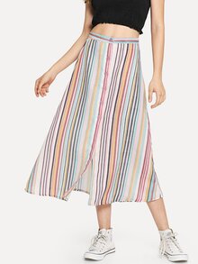 Single Breasted Striped Skirt