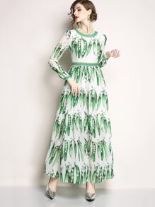 Bean Print Longline Dress