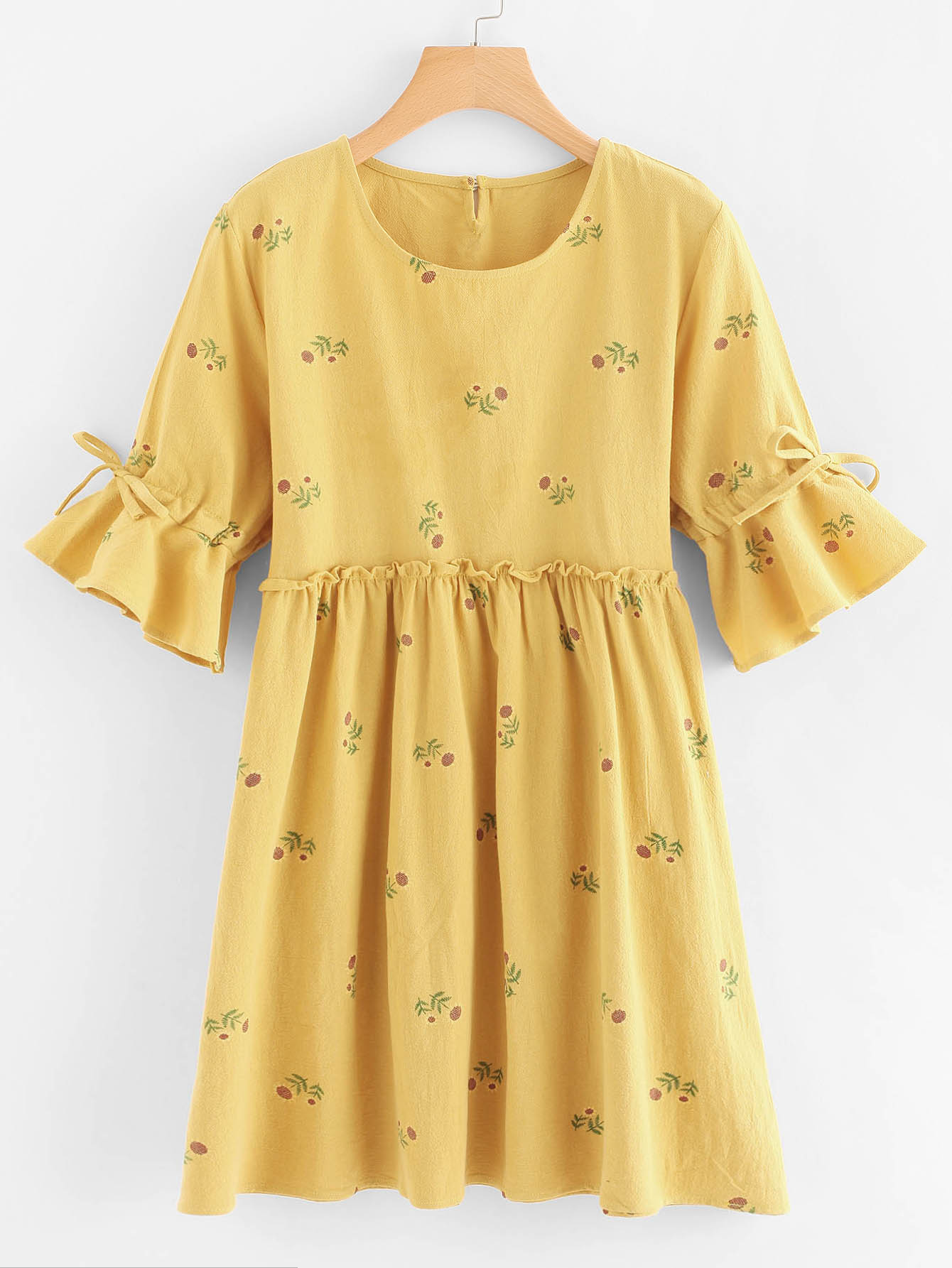 Frill Trim Floral Print Babydoll Dress kids floral frill slip dress