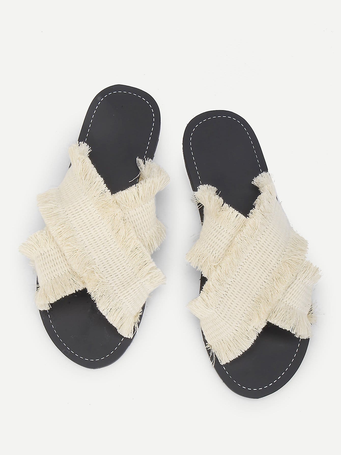 Тапочки с необработанными краями крест-накрест