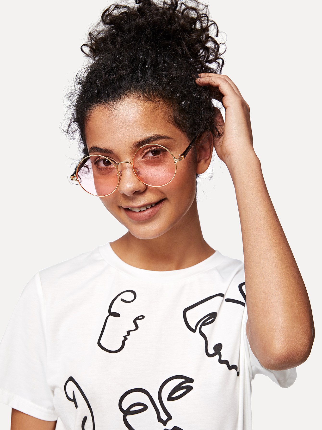 Two Tone Frame Round Sunglasses