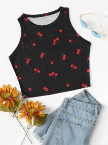 Allover Cherry Print Tank Top