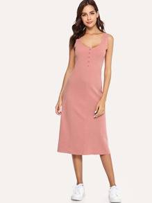 Button Front Strap Dress