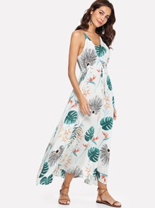 Floral Tie Waist Strap Dress