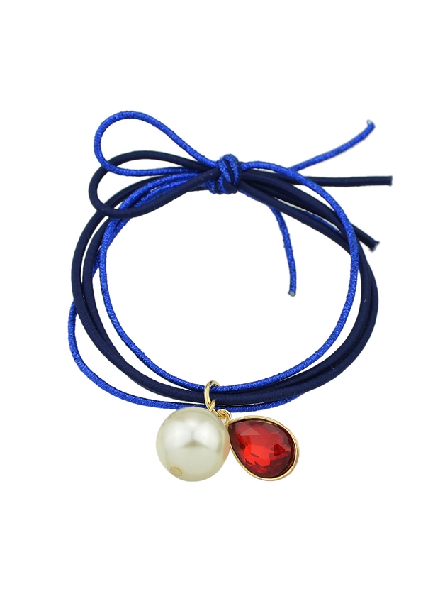 Blue Colorful Simulated Pearl Multilayers Elastic Rope Bands Accessories
