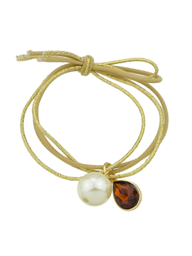 Khaki Colorful Simulated Pearl Multilayers Elastic Rope Bands Accessories
