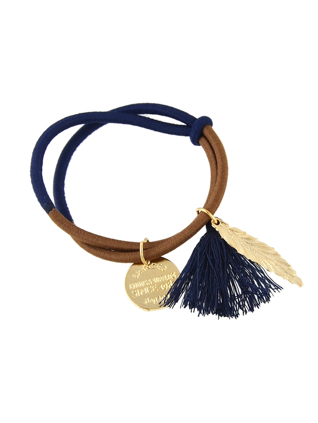 Blue Colorful Elastic Hair Bands With Leaf Coin