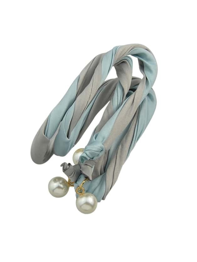 Gray Bohemian Simulated Pearl Colorful Ribbon Scarf Headbands