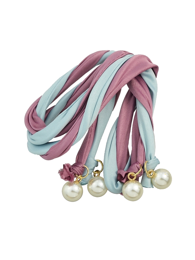 Purple Bohemian Simulated Pearl Colorful Ribbon Scarf Headbands