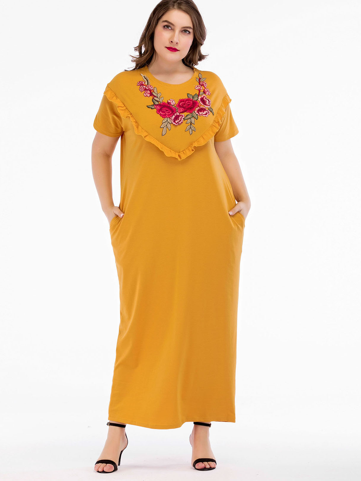 Floral Embroidery Frill Trim Dress kids floral frill slip dress