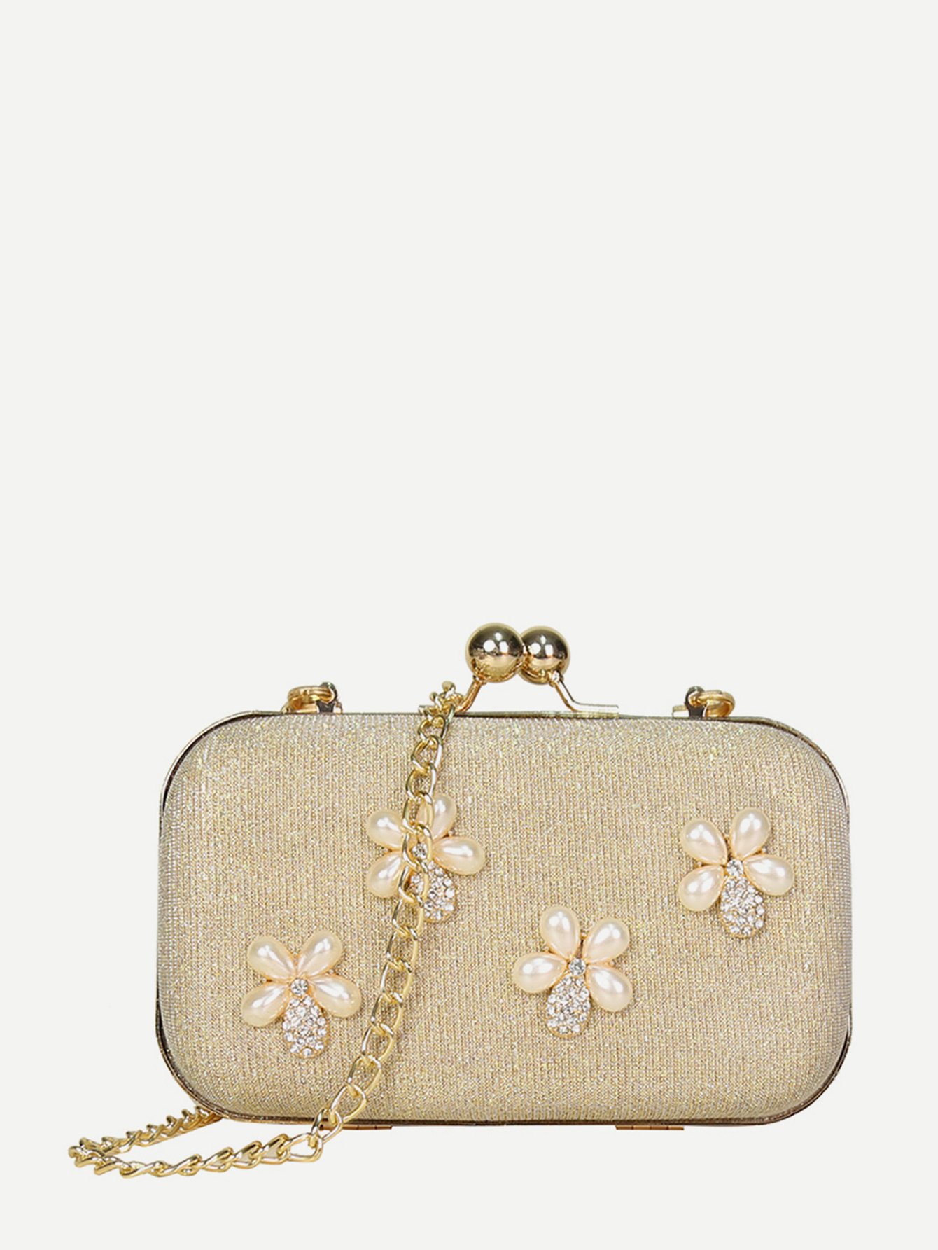 Faux Pearl Kiss Lock Chain Clutch 10 5cm arch metal purse frame handle for clutch bag handbag accessories making kiss clasp lock antique bronze tone bags hardware