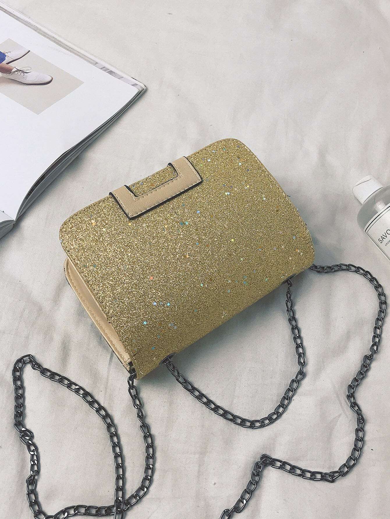 glitter chain shoulder bag