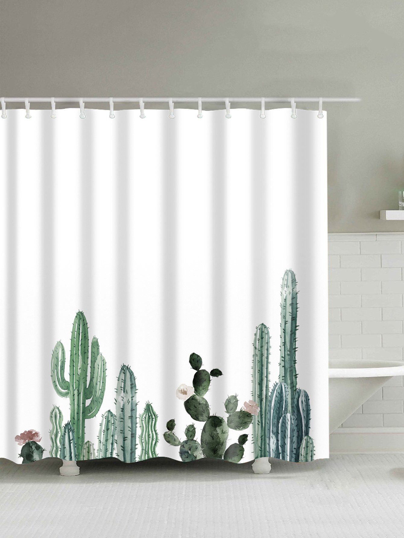Занавеска для душа 12 шт кактус