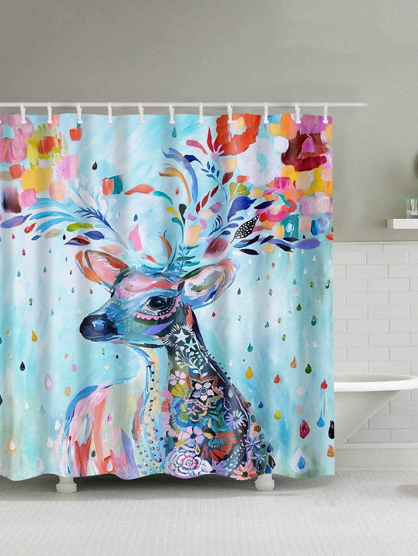 Занавеска для душа 12 шт олень