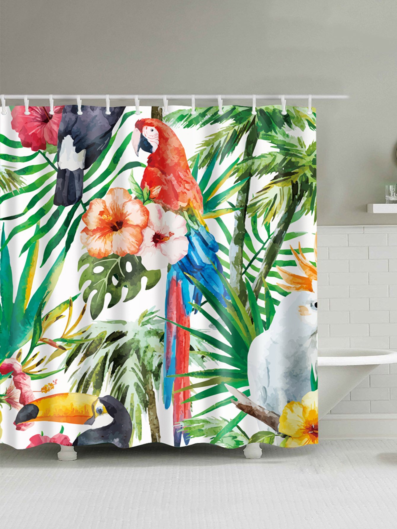 Занавеска для душа 12 шт джунгли и птицы