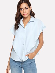 Butterfly Sleeve Button Blouse
