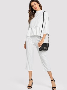 Striped Ruffle Top With Pants