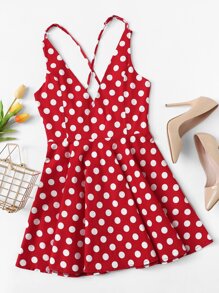 Criss Cross Polka Dot Dress