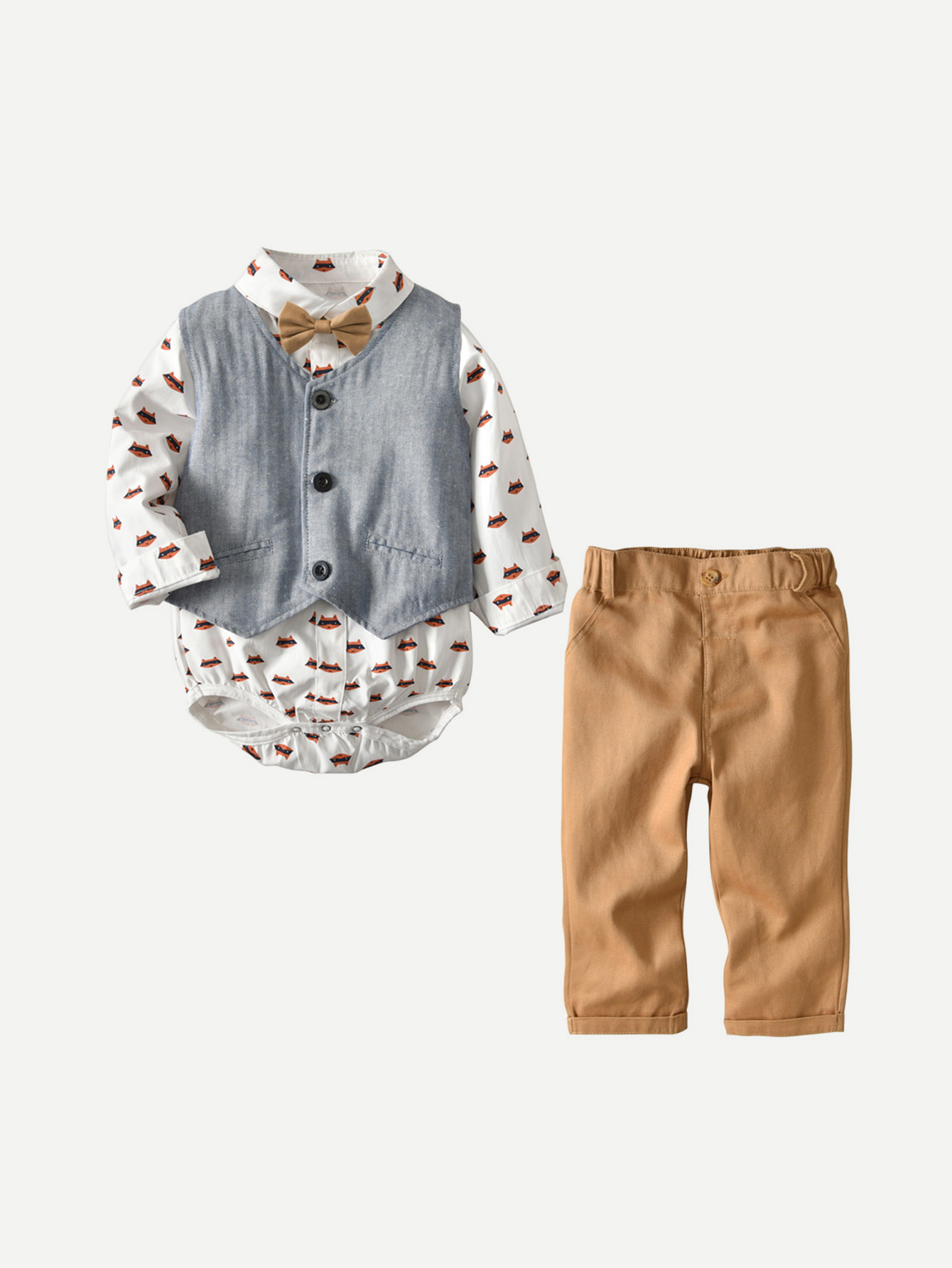 Boys Printed Jumpsuit & Vest & Pants newborn baby rompers clothes cotton ears hooded suits infant jumpsuit outwear animal lion baby boys girls jumpsuit clothing