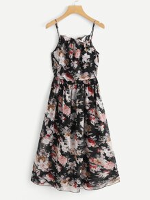 All Over Florals Frill Trim Dress